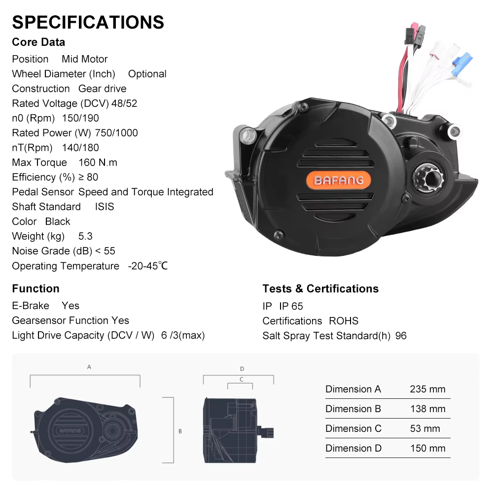 Bafang M620 G510 48V 52V 1000W - Mid Drive Motor Kit 52V 1000W review and price