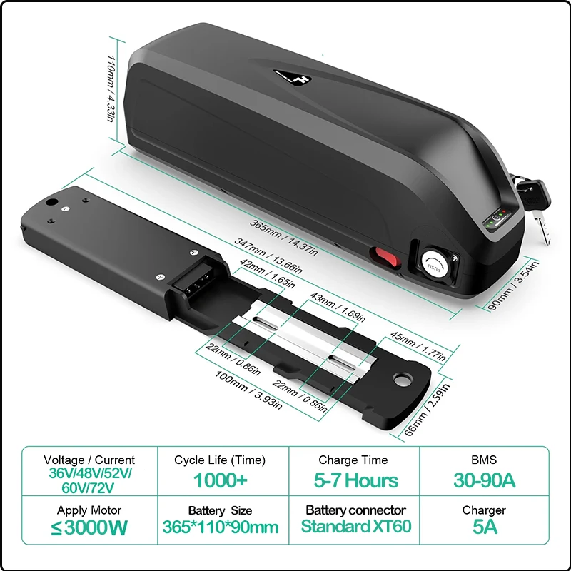 72V60V 48V 20AH 52V 36V 30AH 4 - Ebike Battery 48V 20Ah Hailong review and price