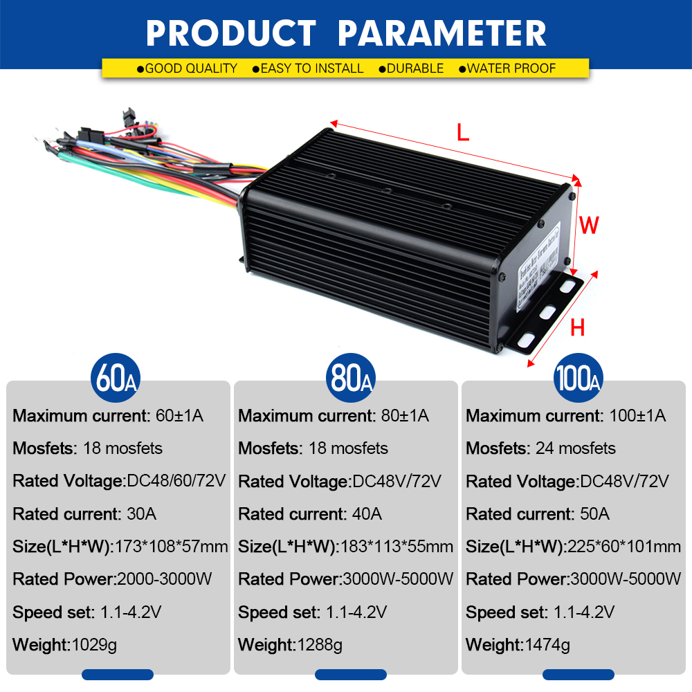 2000W-5000W 48V-72V E-Bike 3-m - Sine Wave Controller 48V 72V 80A review and price