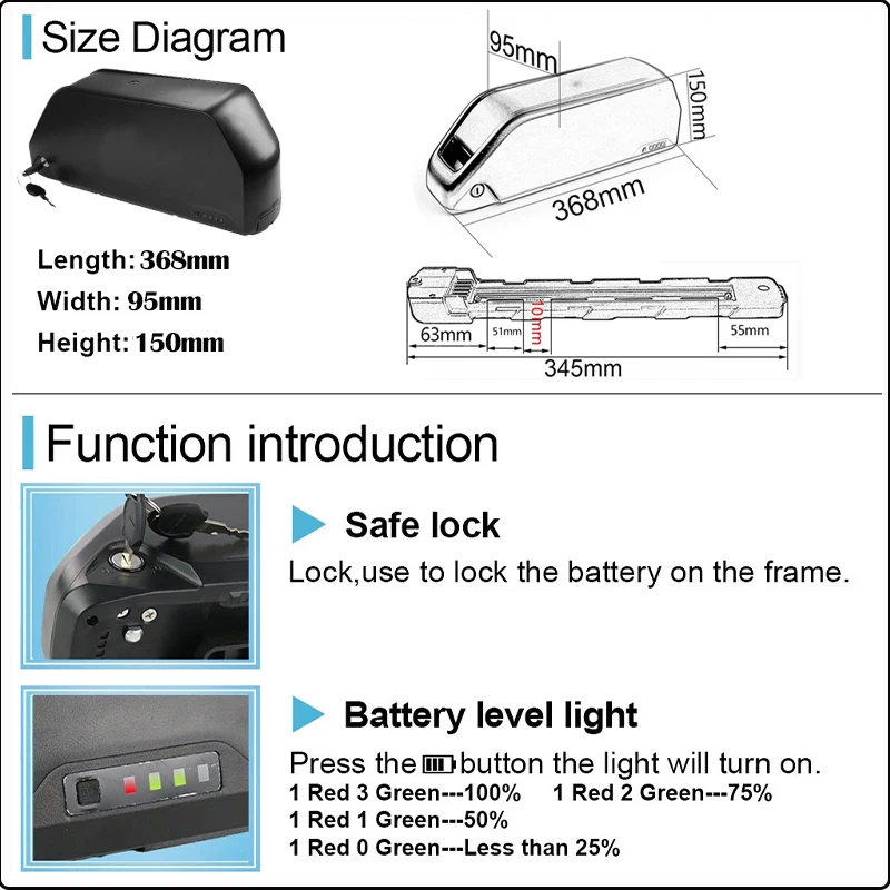 Cham 36 60 52v 48v 72v 45ah 60 - Ebike Battery 48V 20Ah Hailong review and price